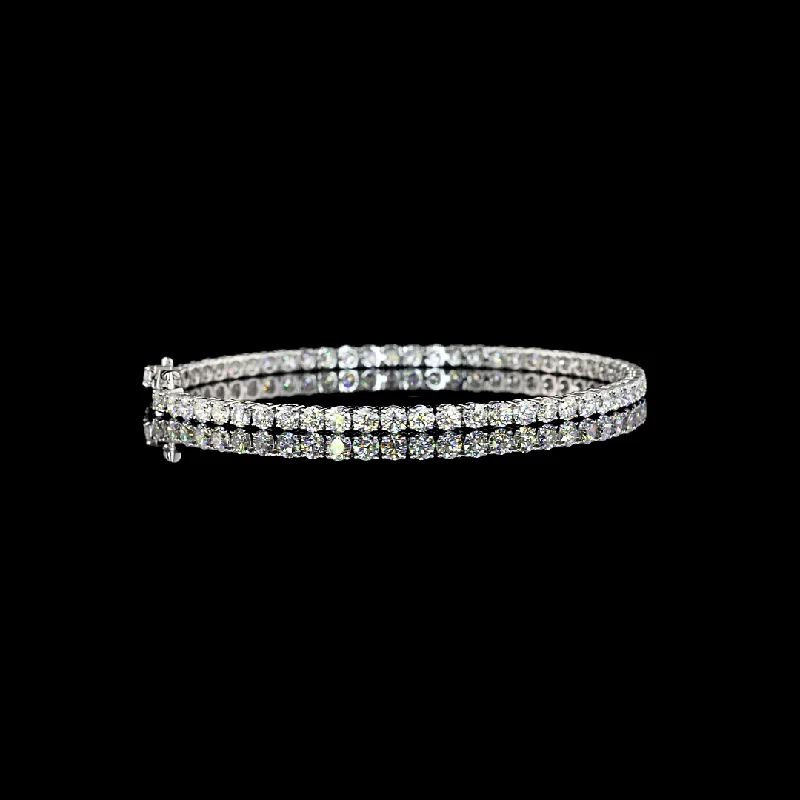 Bracelets For Holiday Parties-14K White Gold Lab Grown Round Diamond Tennis Bracelet BC1329