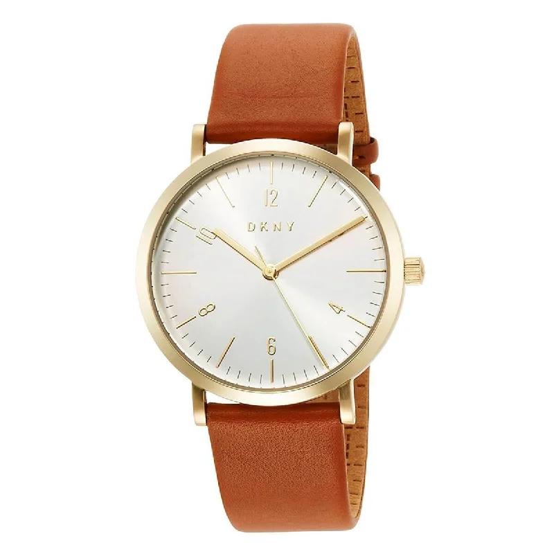 Watches With Vintage Designs-DKNY Women's Strap Watch - Minetta Quartz Silver Dial Brown Leather | NY2613