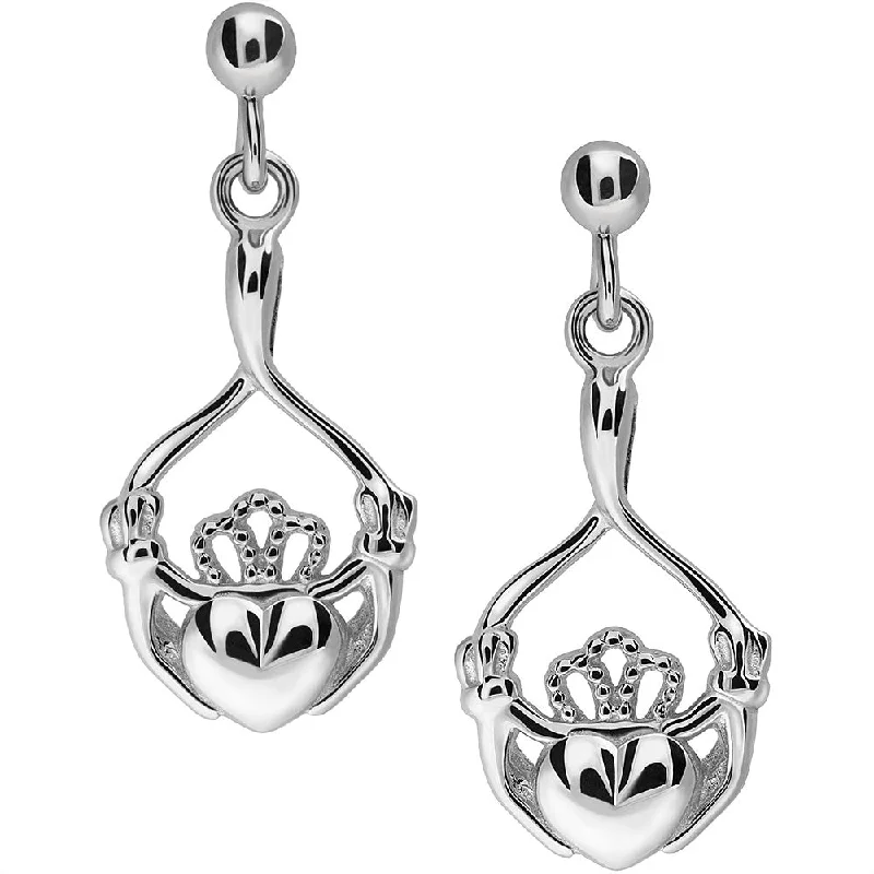 Modern Minimalist Earrings For Every Day-Sterling Silver Claddagh Earrings UES-6165