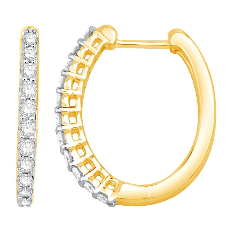 Floral Earrings For Spring Fashion-14K Yellow Gold Diamond Hoop Earrings (1/2ctw)