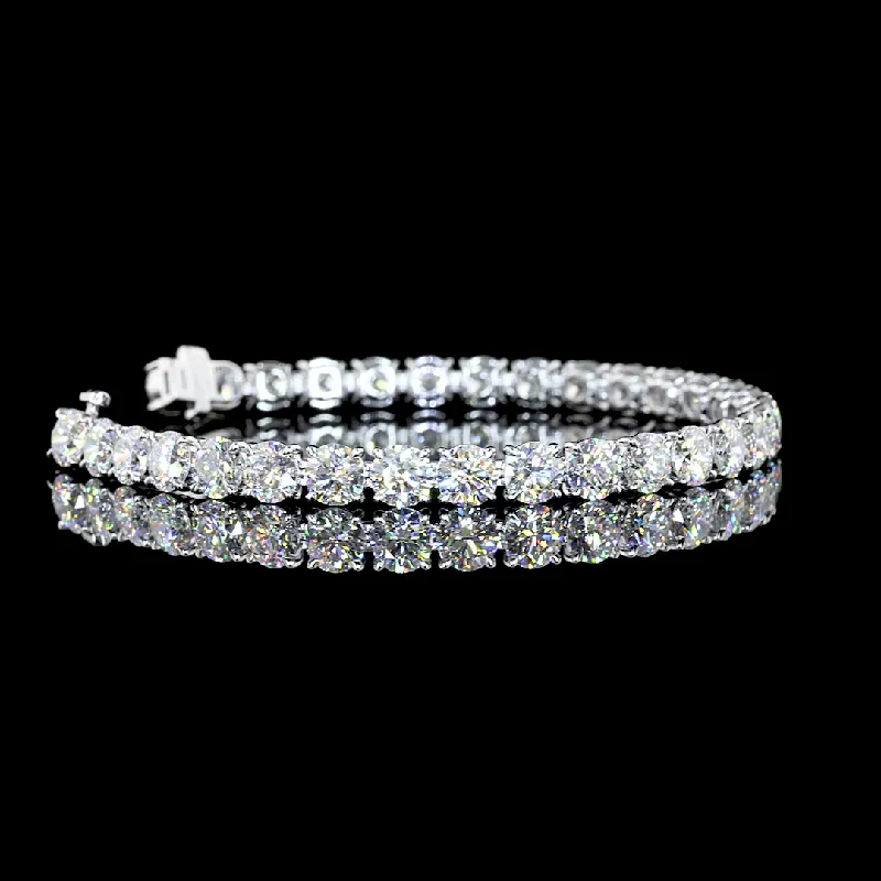 Bracelets With Oval Shapes-14K White Gold Lab Grown Round Diamond Tennis Bracelet BC1549