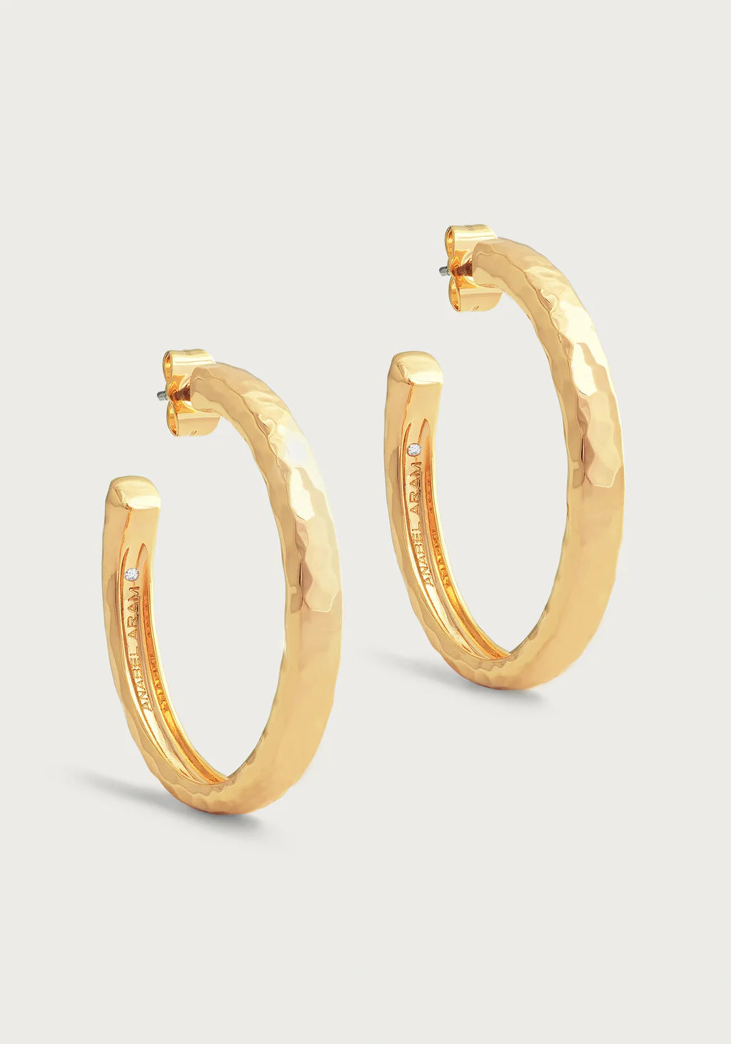 Classic Diamond Stud Earrings-Farrier Medium Hoops, Gold