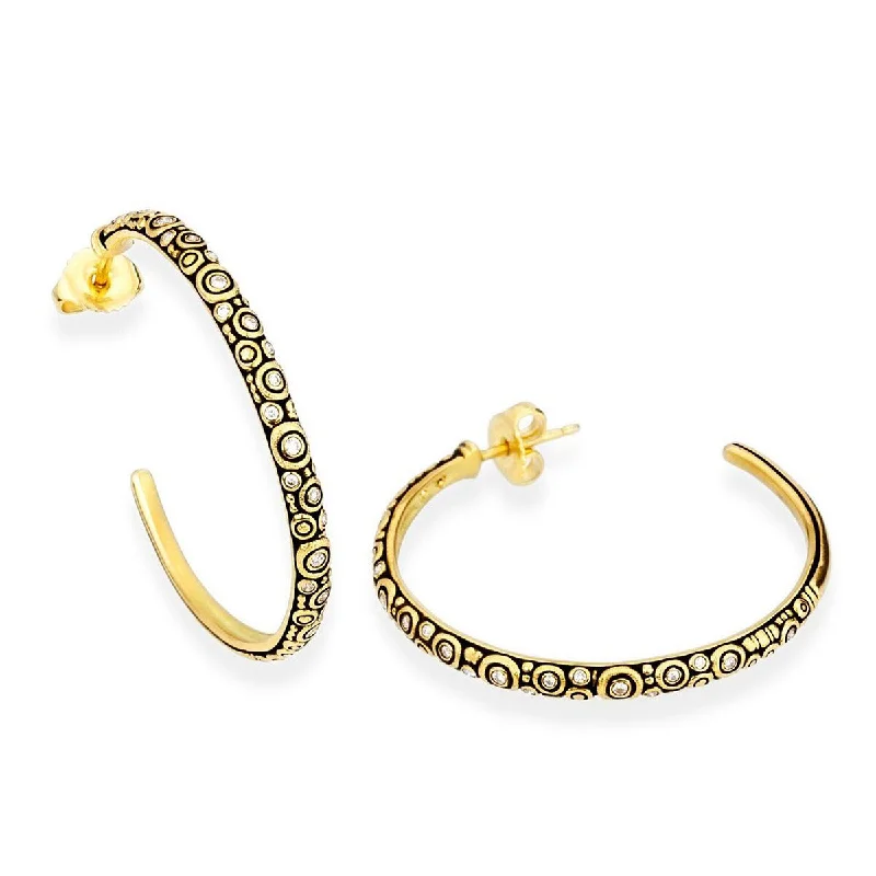 Trendy Resin Hoop Earrings For Bold Fashion-Gold Little Windows Hoop Earrings