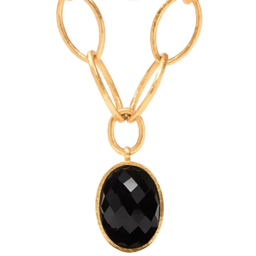 Minimalist Gold Chain Necklaces For Elegant Looks-Julie Vos Fleur-de-Lis Statement Necklace, Obsidian Black