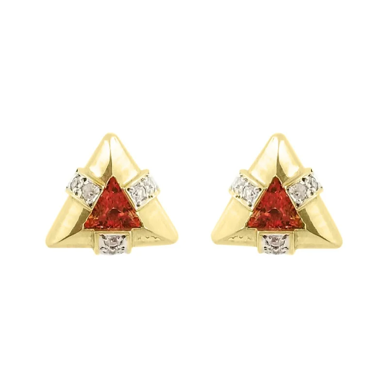 Sleek Drop Earrings For Office Looks-9 kt Yellow Gold Triangle earrings with Citrine and White Cubic Zircon