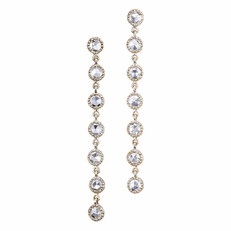 Designer Earrings For Fashionable Style-Grace Linear Rose Cut Diamond Earrings