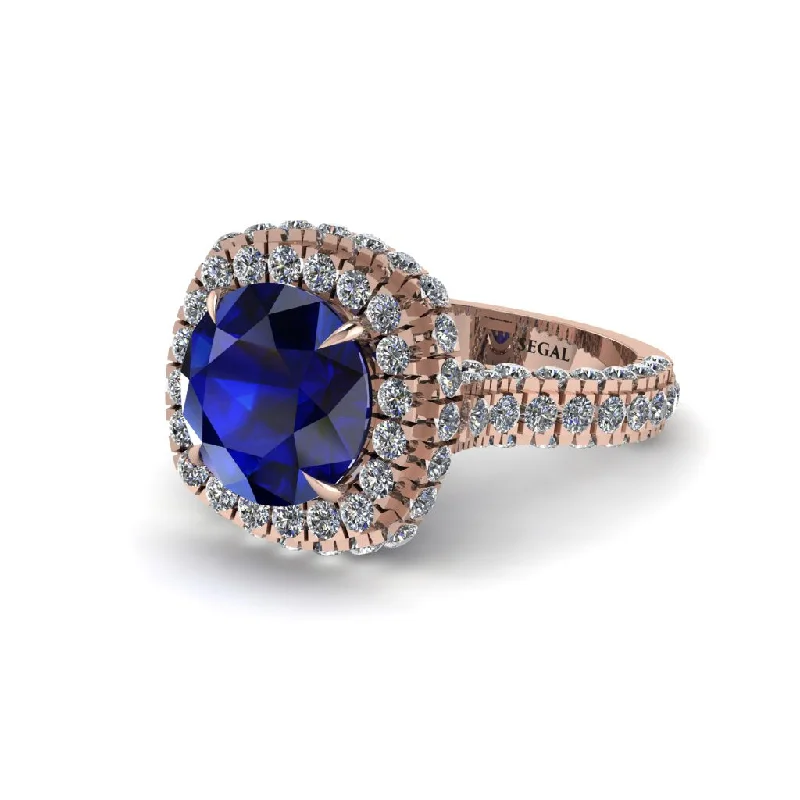 Stunning Engagement Rings For Romantic Proposals-Sapphire Pave Double Halo Engagement Ring - Eve No. 14