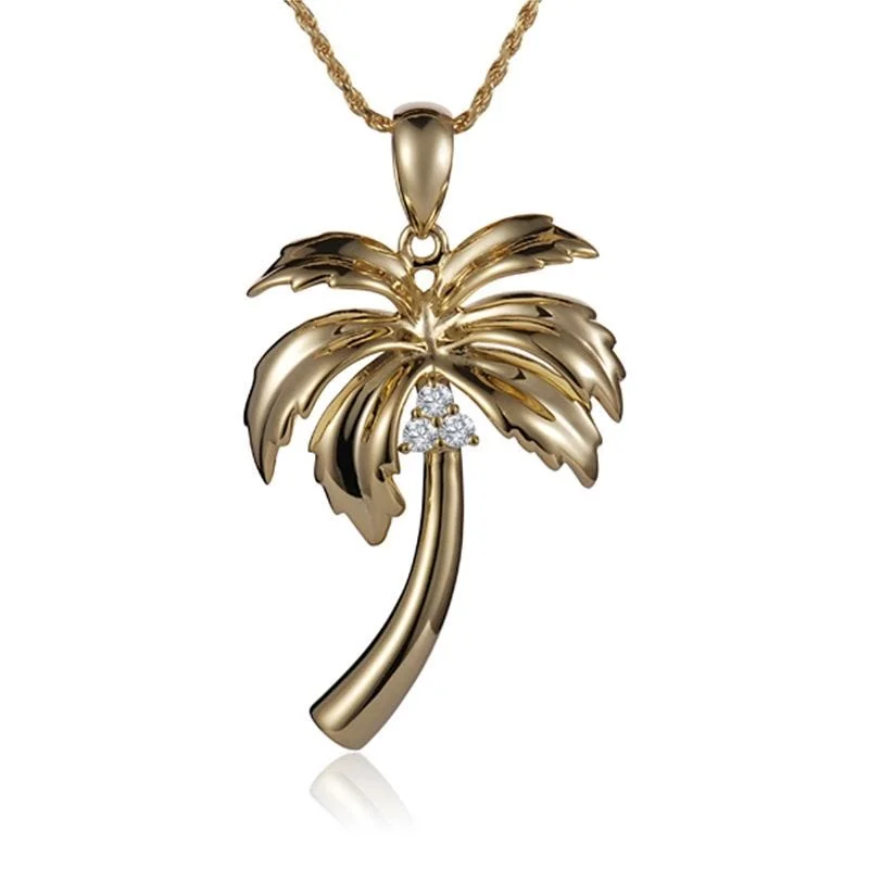 Elegant Moonstone Necklaces For Chic Style-14K Yellow Gold Palm Tree Necklace