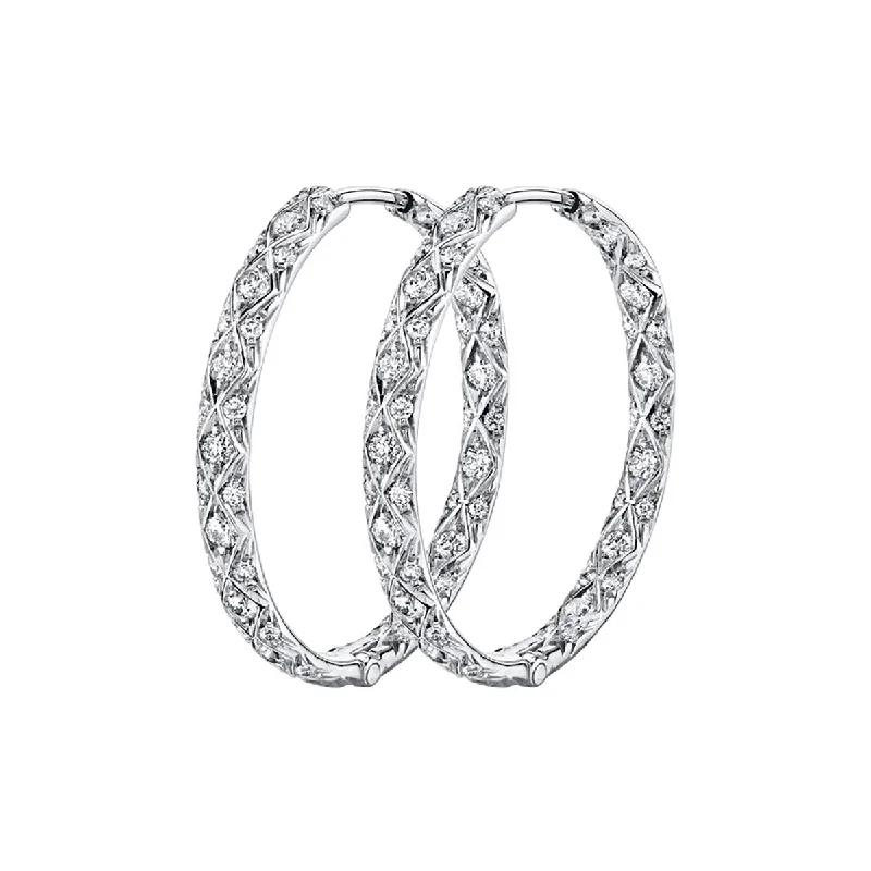 Vintage Gold Earrings For Classic Elegance-Criss Cross Artisan Pave Diamond Hoop Earrings