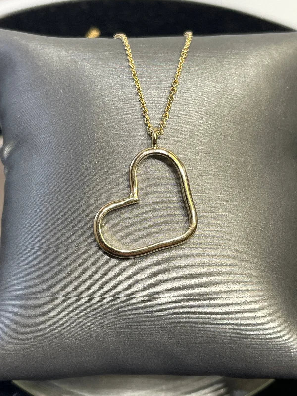 Silver Bar Pendant Necklaces For Modern Chic-LADIES 14 KARAT GOLD HEART NECKLACE