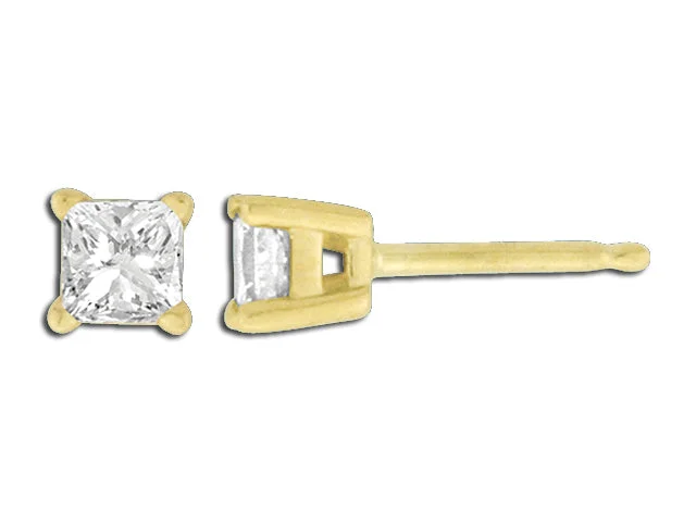 Chic Gold Earrings For Chic Fashion-14K Yellow Gold Diamond Princess Cut Earrings (1/4ctw)