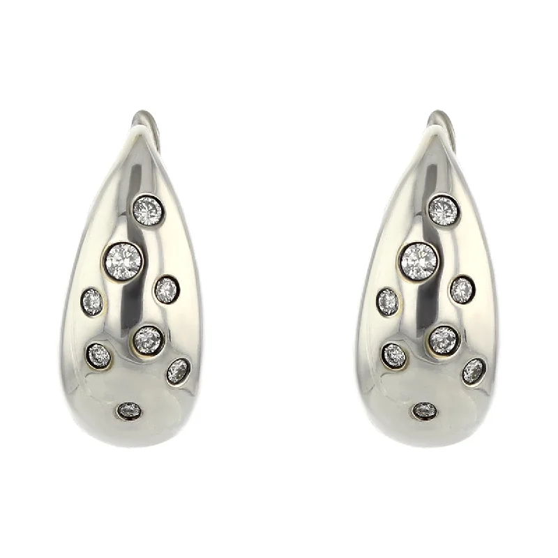 Classic Silver Earrings For Simple Style-David Yurman Sterling Silver Diamond Drop Earrings