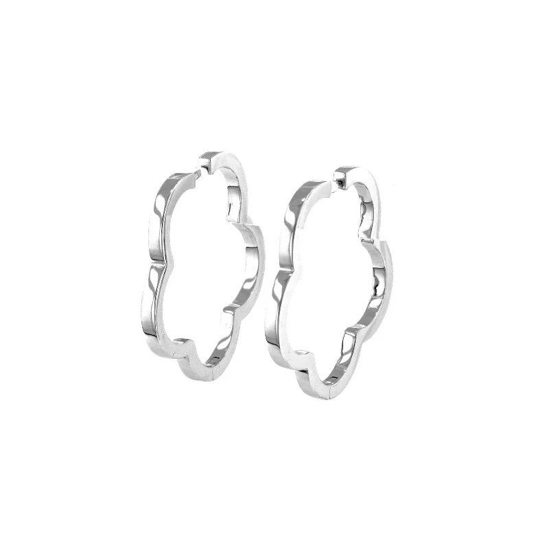 Beautiful Gold Earrings For Weddings-Scalloped Hoop Earrings, .75 Inch, Sterling Silver