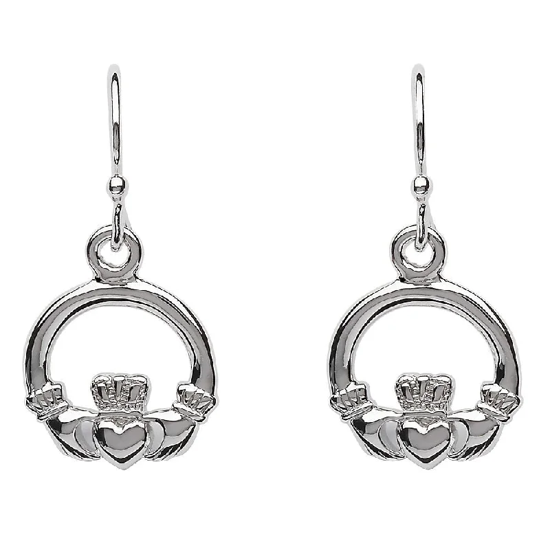 Sterling Silver Stud Earrings For Gifts-Sterling Silver Claddagh Drop Earrings SE2118