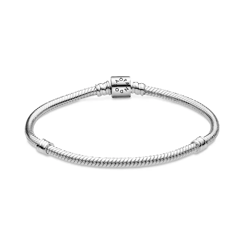 Bracelets With Vintage Designs-Pandora Moments Barrel Clasp Snake Chain Bracelet Never Forget 598816C00