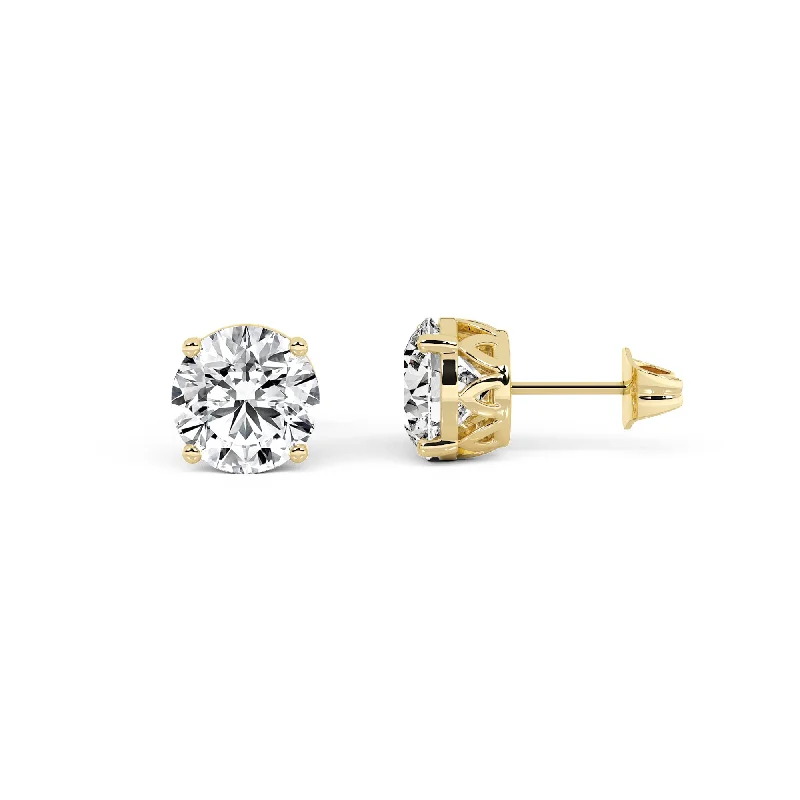 Modern Drop Earrings For Work Style-Above Love Star Lab Grown Diamond Stud Earrings in Yellow Gold (2 Ctw)