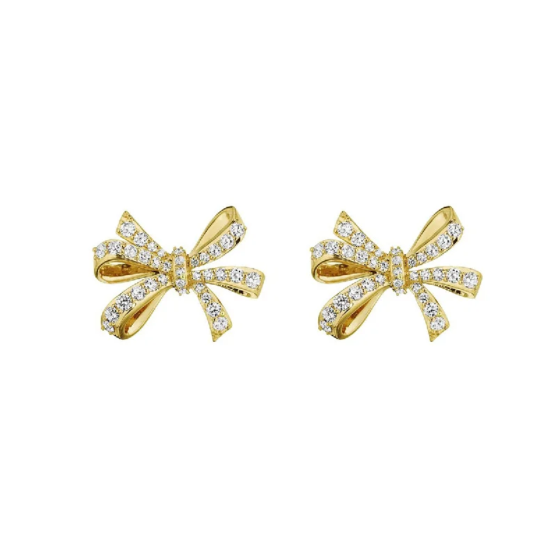 Fashionable Earrings For Day-to-Night Looks-Double Loop Diamond Bow Earrings