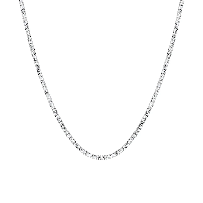 Elegant Gold Charm Necklaces For Bridesmaids-7.00 cttw Tennis Necklace with Round Lab Diamonds by Mercury Rings