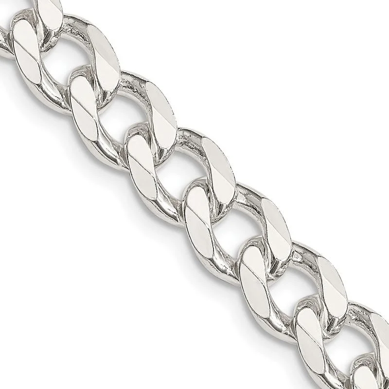 Custom Sterling Silver Necklaces For Bridal Jewelry-Sterling Silver 8mm Curb Chain Necklace