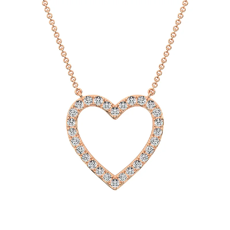 Beautiful Pearl Necklaces For Wedding Jewelry-10K Rose Gold 1/2 Ct.Tw. Diamond Heart Necklace