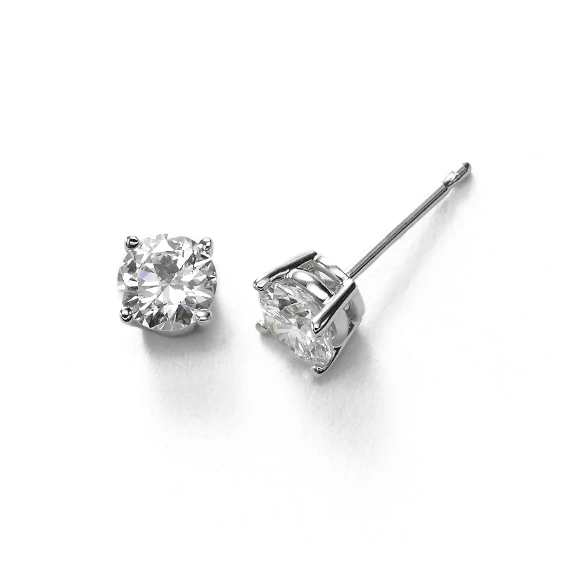 Gold Earrings For Bold Fashion Statements-Diamond Stud Earrings, .75 Carat total, H/I-SI2, 14K White Gold