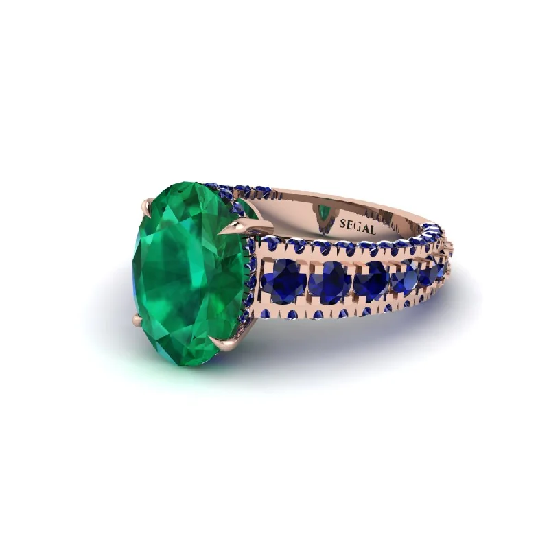 Classic Wedding Rings For Every Couple-4ct Oval Cut Emerald Pave Engagement Ring - Selah No. 65