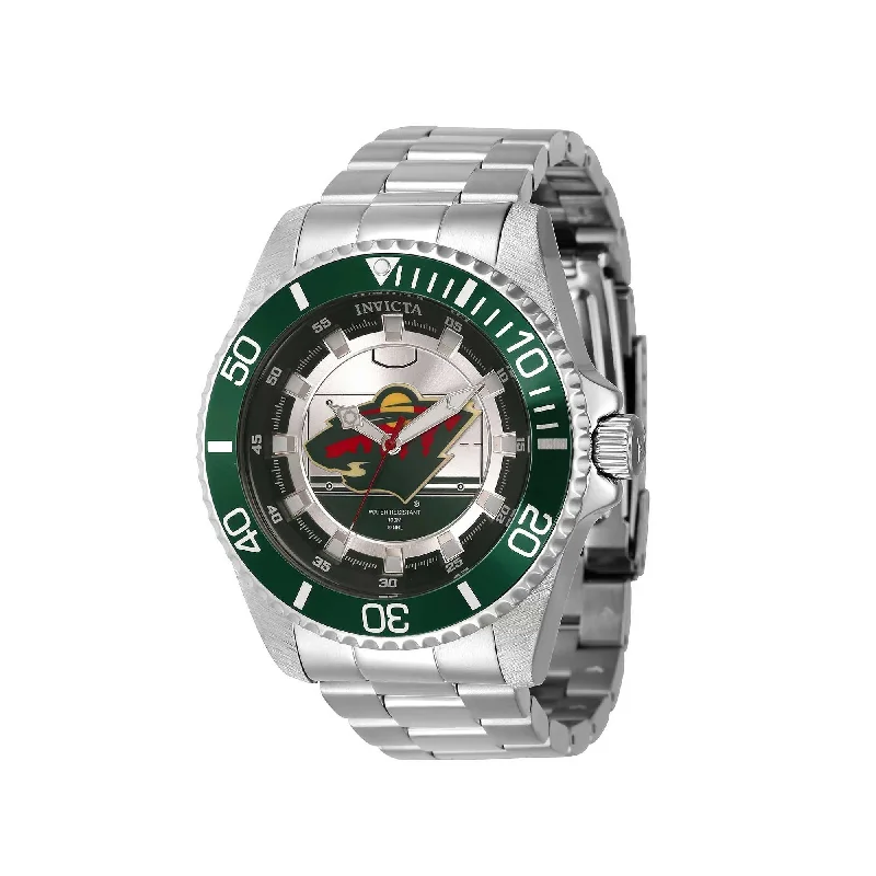 Watches For Weddings-Invicta Women's Quartz Watch - NHL Minnesota Wild Stainless Steel Bracelet | 42214