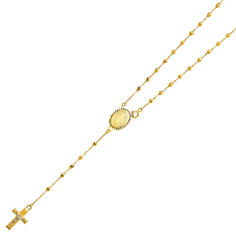 Bold Crystal Pendant Necklaces For Casual Wear-14K DISCO BALL ROSARY NECKLACE