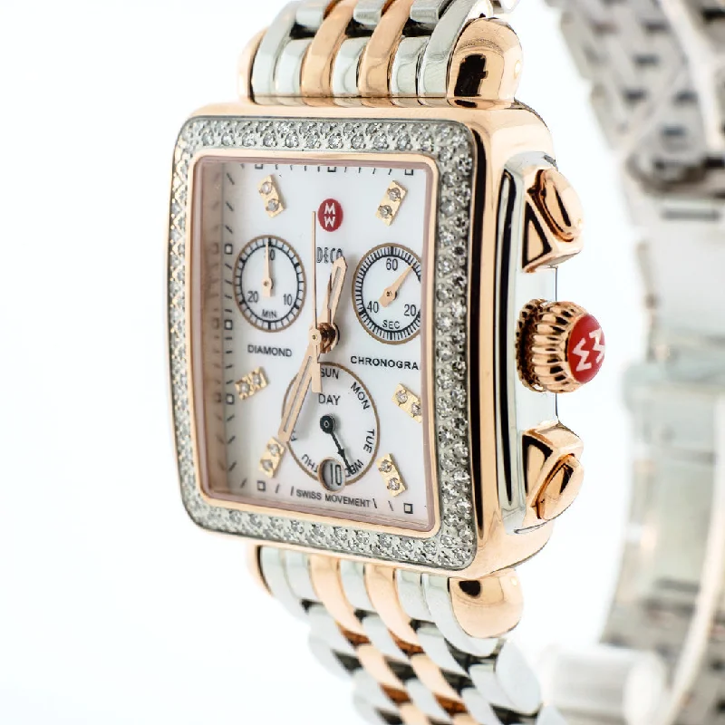 Watches For Glamorous Look-Signature Deco Diamond Two-Tone Rose Gold, Diamond Dial Watch