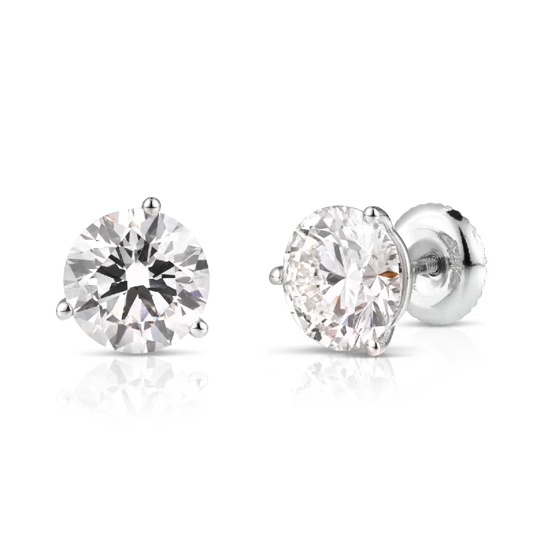 Lightweight Drop Earrings For Comfort-6.00 Ctw Round Lab Grown Diamond Stud Earrings in 14K White Gold