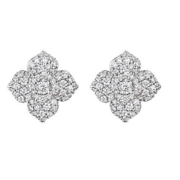 Unique Handmade Earrings For Brides-Large Flower Diamond Earrings