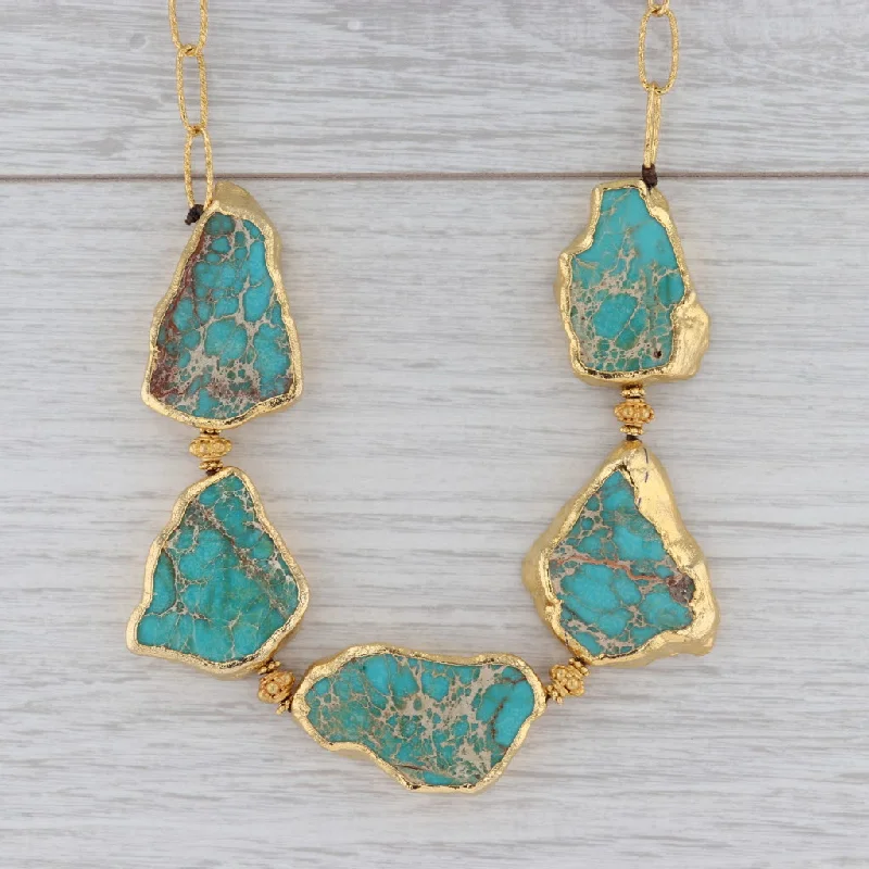 Stunning Gold Pendant Necklaces For Glamour-New Nina Nguyen Turquoise Statement Necklace Sterling Gold Vermeil 20.5"