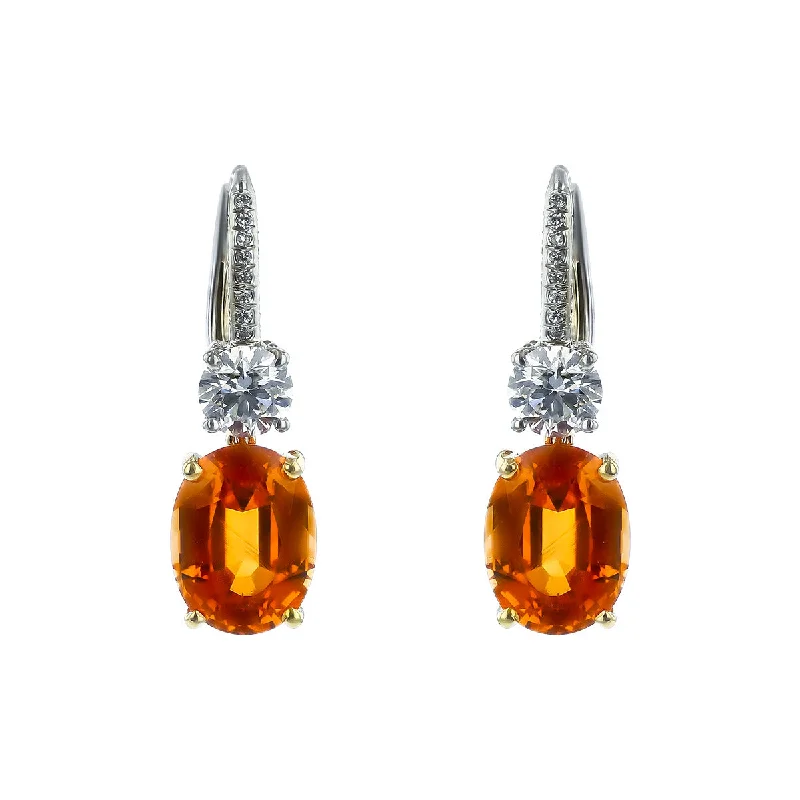 Resin Earrings For Boho Look-Gold and Platinum Mandarin Garnet and Diamond Earrings