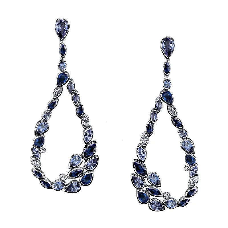 Beautiful Dangle Earrings For Bridal Wear-De la Vie Sapphire and Diamond Drop Earrings