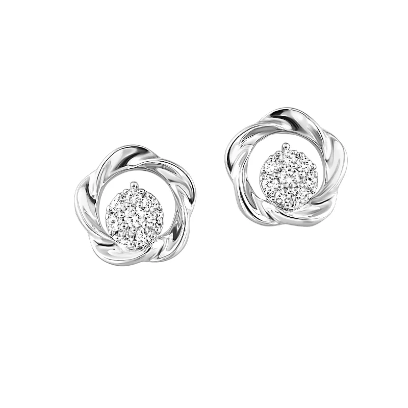 Elegant Drop Earrings For Formal Wear-1/8 Ctw Diamond Earrings in Sterling Silver