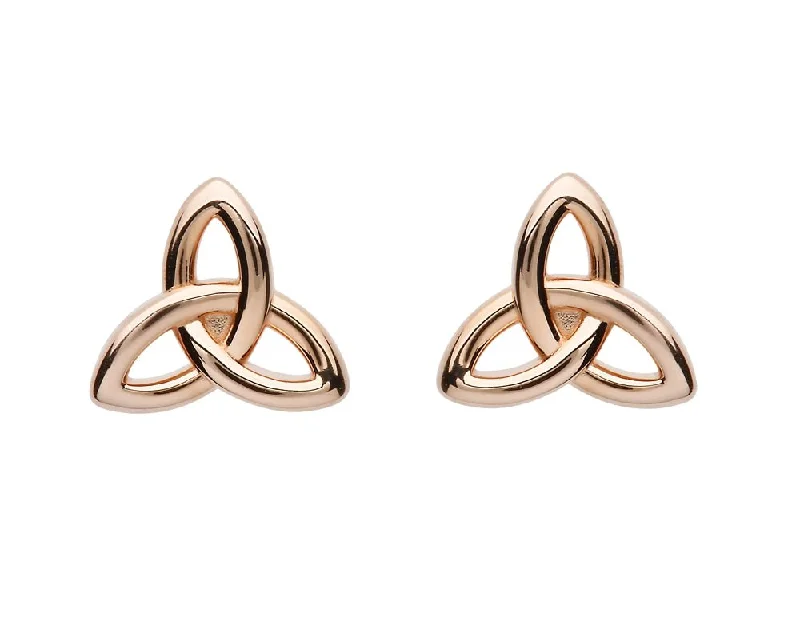 Geometric Earrings For Contemporary Style-Retired Sterling Silver Trinity Rose Gold Plated Stud Earrings SE2250