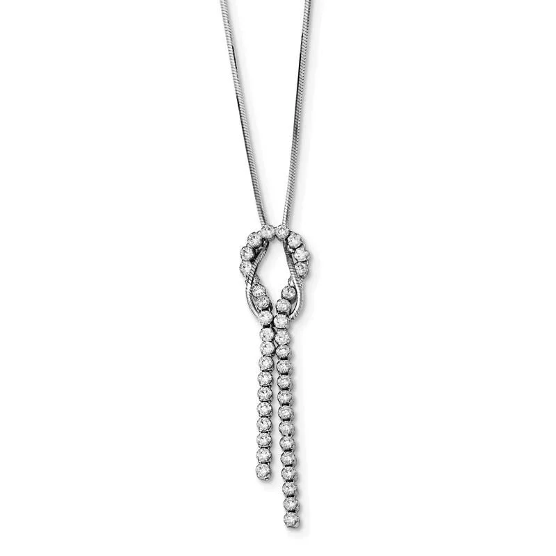 Trendy Multi-Layered Necklaces For Bold Style-Sterling Silver Rhodium-plated CZ Knotted Snake Chain Necklace