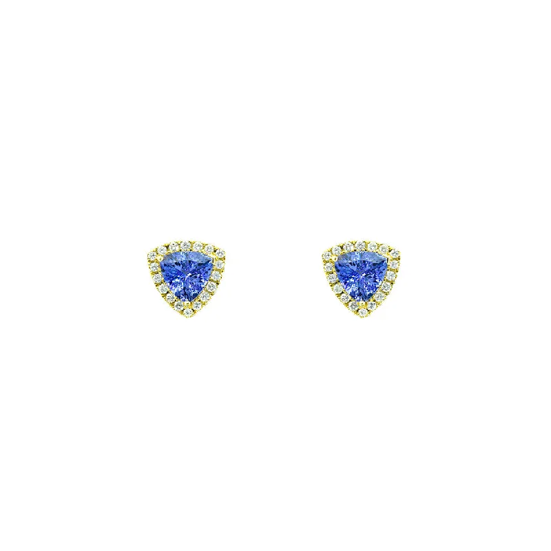 Silver Earrings With Gemstones-18 Karat Yellow Gold Tanzanite Stud earrings1567