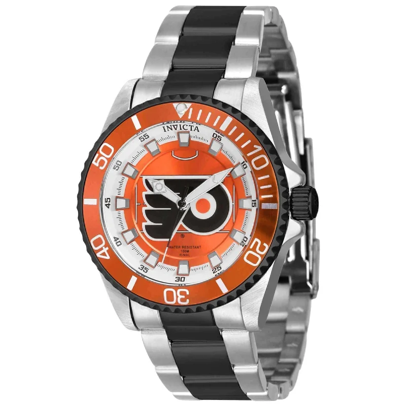 Watches For Party Wear-Invicta Women's Watch - NHL Philadelphia Flyers Black and Silver Bracelet | 42215