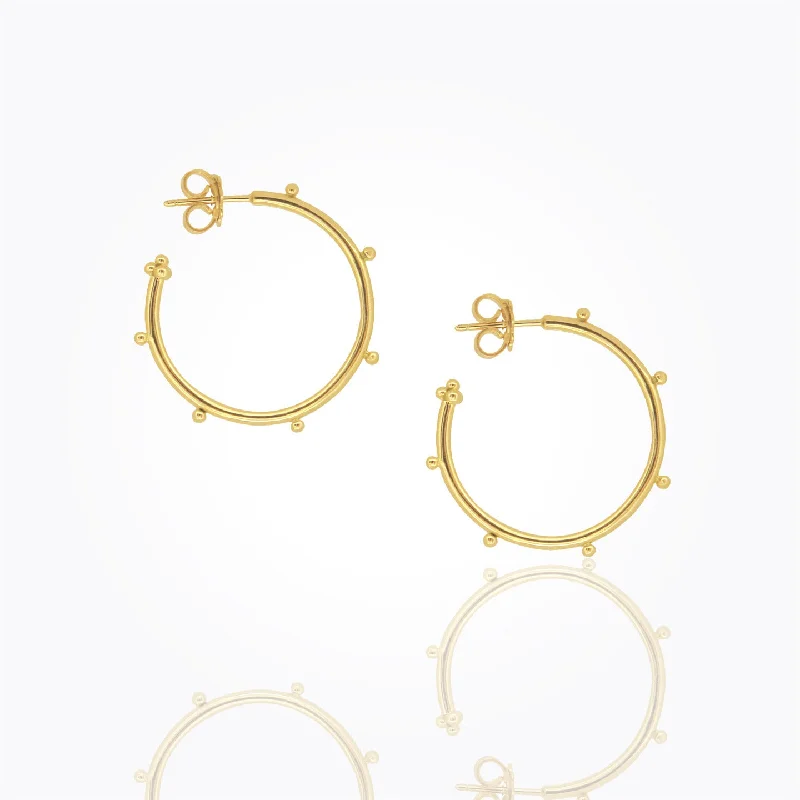 Gold Earrings For Women Of All Ages-Granulated Hoop Earrings