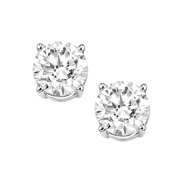 Silver Stud Earrings For Elegant Looks-3/4 Ctw Round Diamond Stud Earrings in 14 Karat White Gold