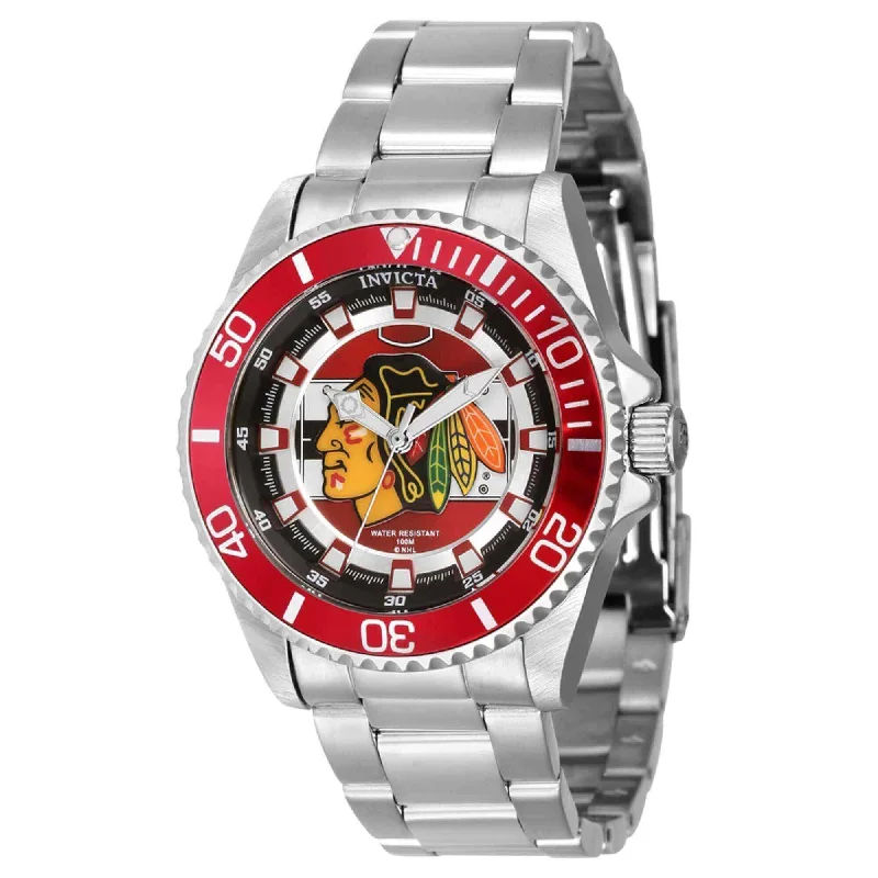 Watches With Stainless Steel Bands-Invicta Women's Quartz Watch - NHL Chicago Blackhawks Silver Stainless Steel | 42203