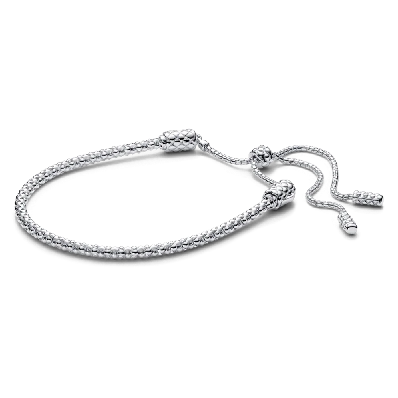 Bracelets With Chunky Details-Pandora Moments Studded Chain Slider Bracelet 593090C00