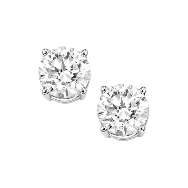 Glamorous Crystal Earrings For Brides-1/2 Ctw Round Diamond Stud Earrings in 14 Karat White Gold