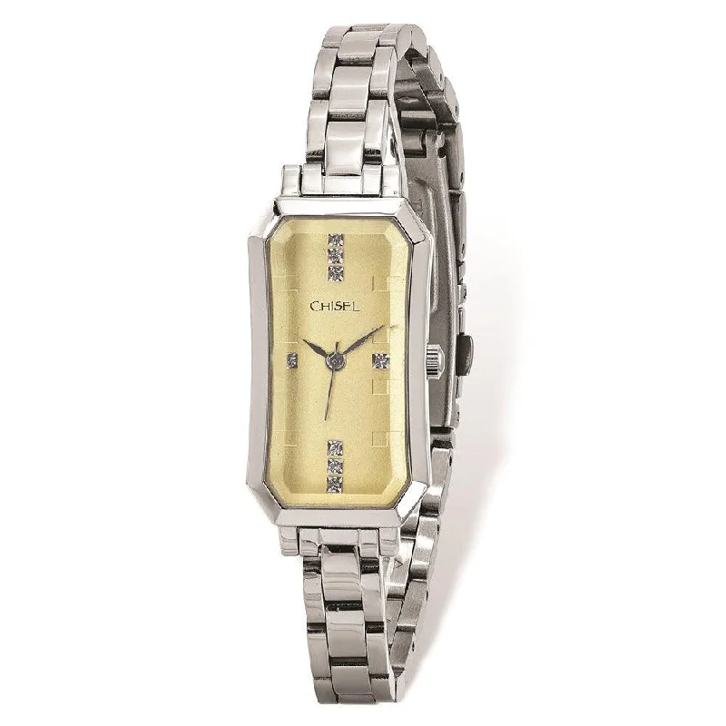 Watches With Engravings-Ladies Chisel Stainless Steel Champagne Dial Watch