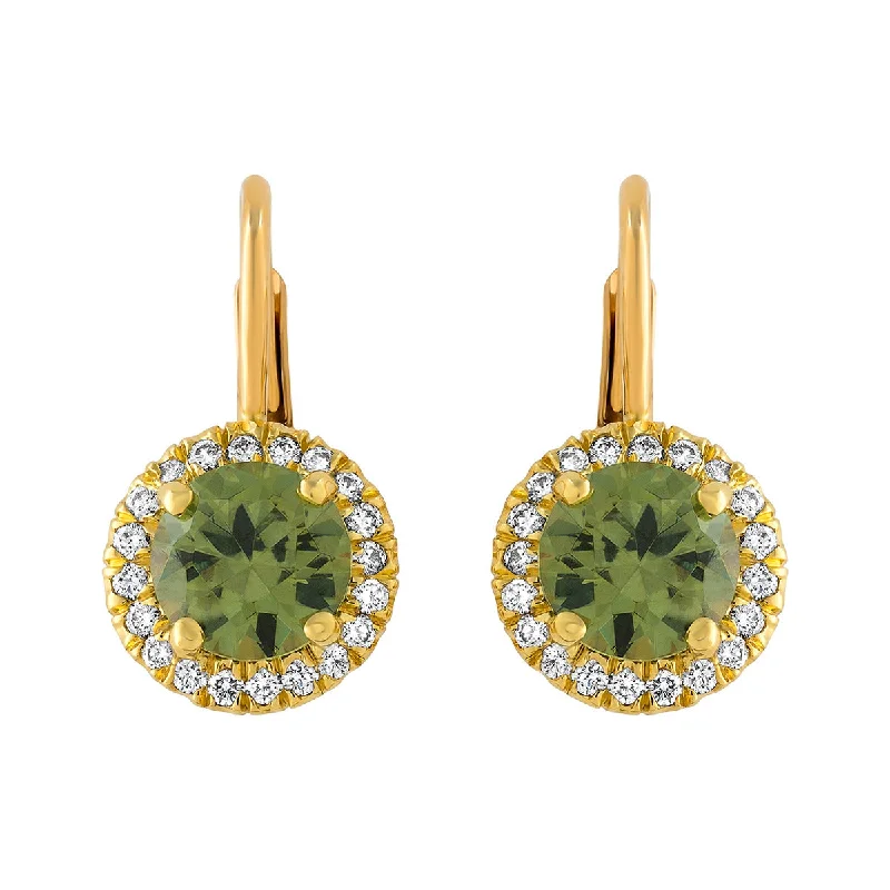 Classic Drop Earrings For Bridal Looks-Demantoid Garnet and Diamond Halo Drop Earrings