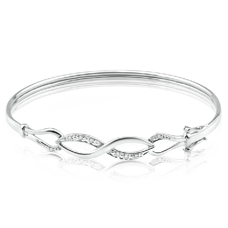 Bangles With Cultural Patterns-9ct Charming White Gold Diamond Bangle