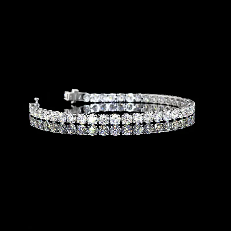 Bracelets With Triangular Designs-14K White Gold Lab Grown Round Diamond Tennis Bracelet BC1272