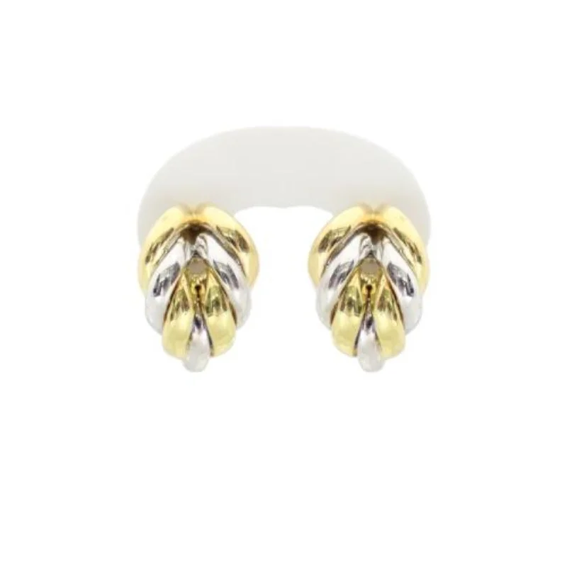 Pearl And Diamond Earrings For Special Days-18kt Two Color Gold Fancy Pin/Clip Earrings