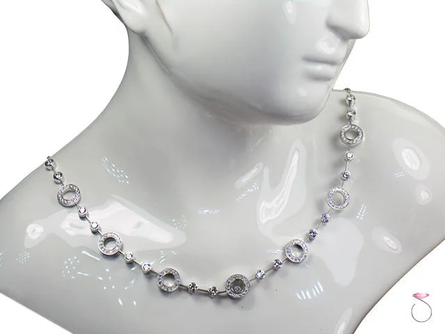 Elegant Crystal Chain Necklaces For Weddings-Chopard Happy Diamonds White Gold Necklace